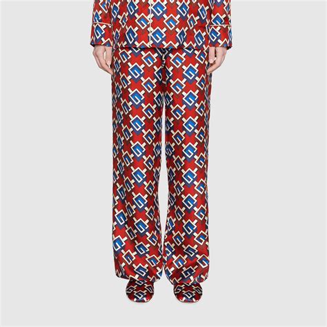 gucci satin pjs|Silk Geometric G print pajama set .